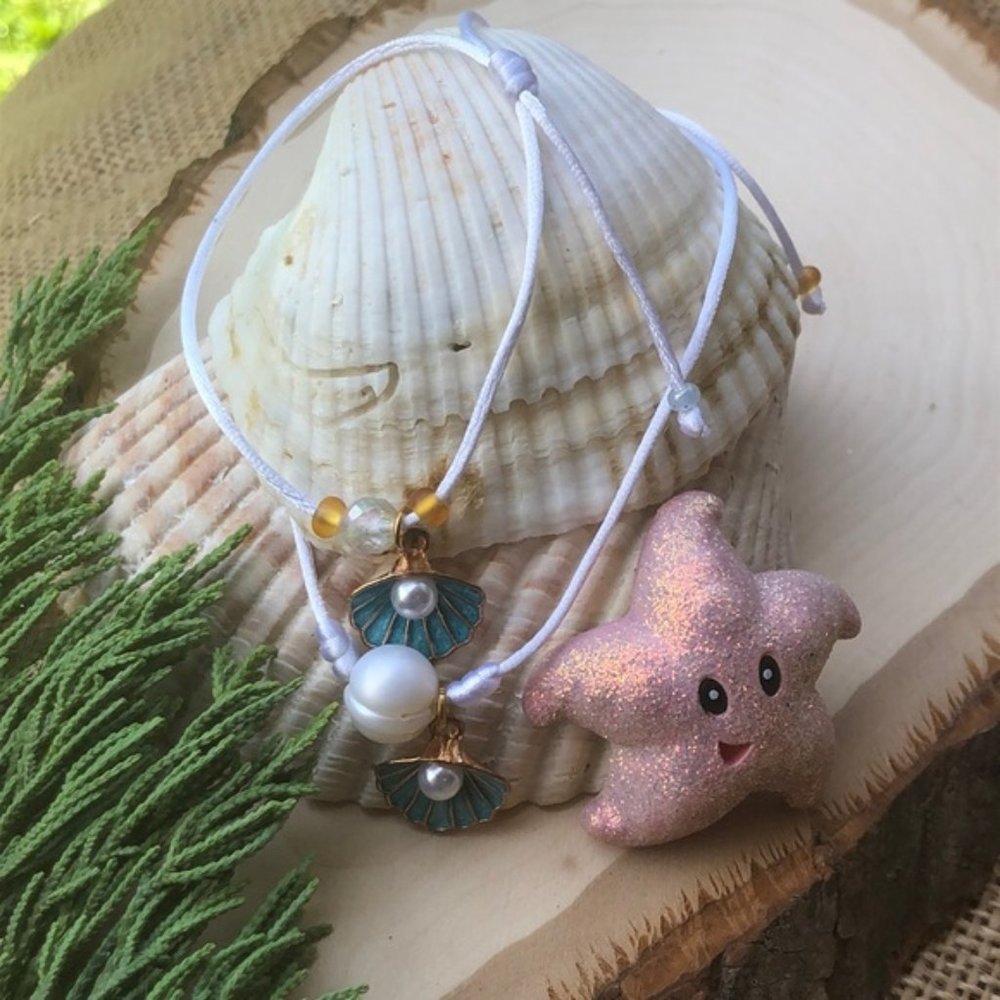Seashell Pearl Silk Mommy & Me bracelet set